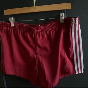 Adidas Burgundy Sports Shorts with White Drawstring